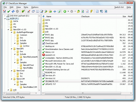 EF CheckSum Manager